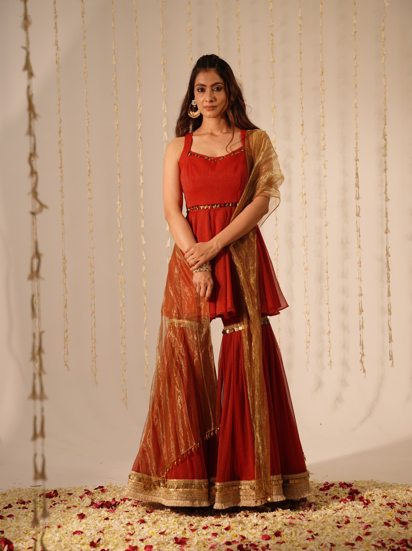 Dark Red sharara Premium Style