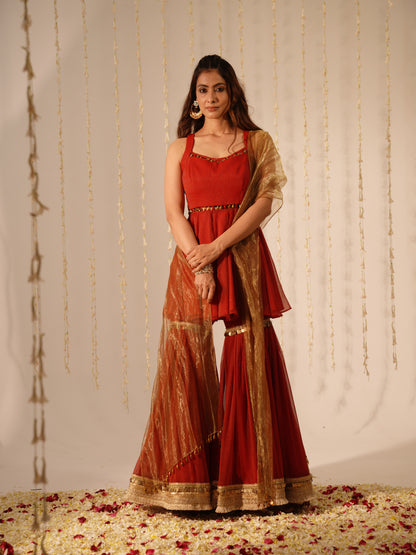 Dark Red sharara Premium Style