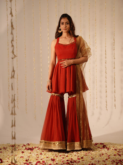 Dark Red sharara Premium Style