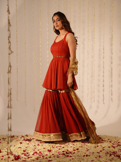 Dark Red sharara Premium Style