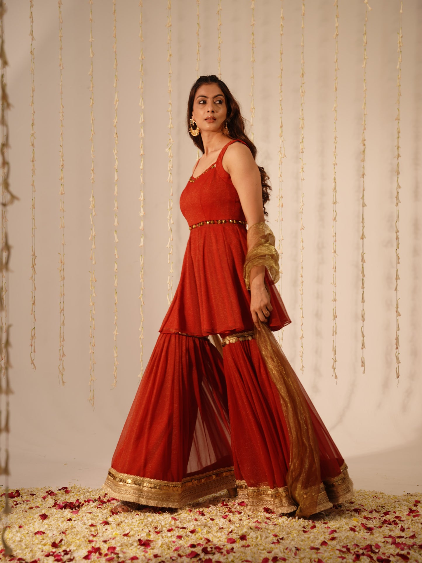 Dark Red sharara Premium Style