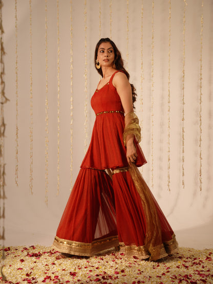 Dark Red sharara Premium Style