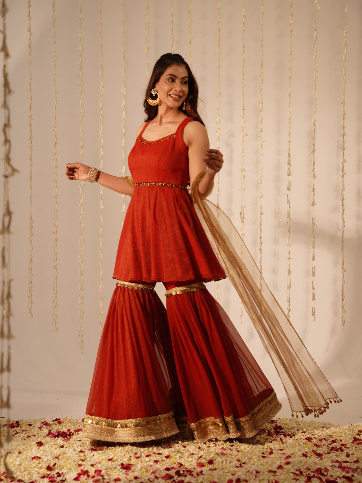 Dark Red sharara Premium Style