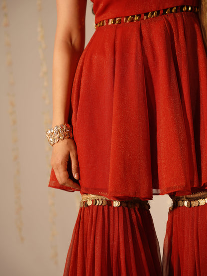 Dark Red sharara Premium Style